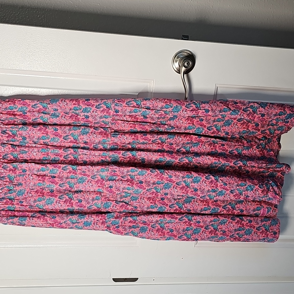 Simply Southern sm Pink and Blue Ocean Seahorse Pattern Maxi Dress - Picture 2 of 14